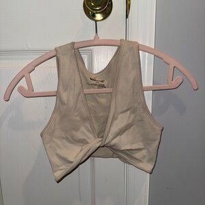 Beige Ribbed Crop Top